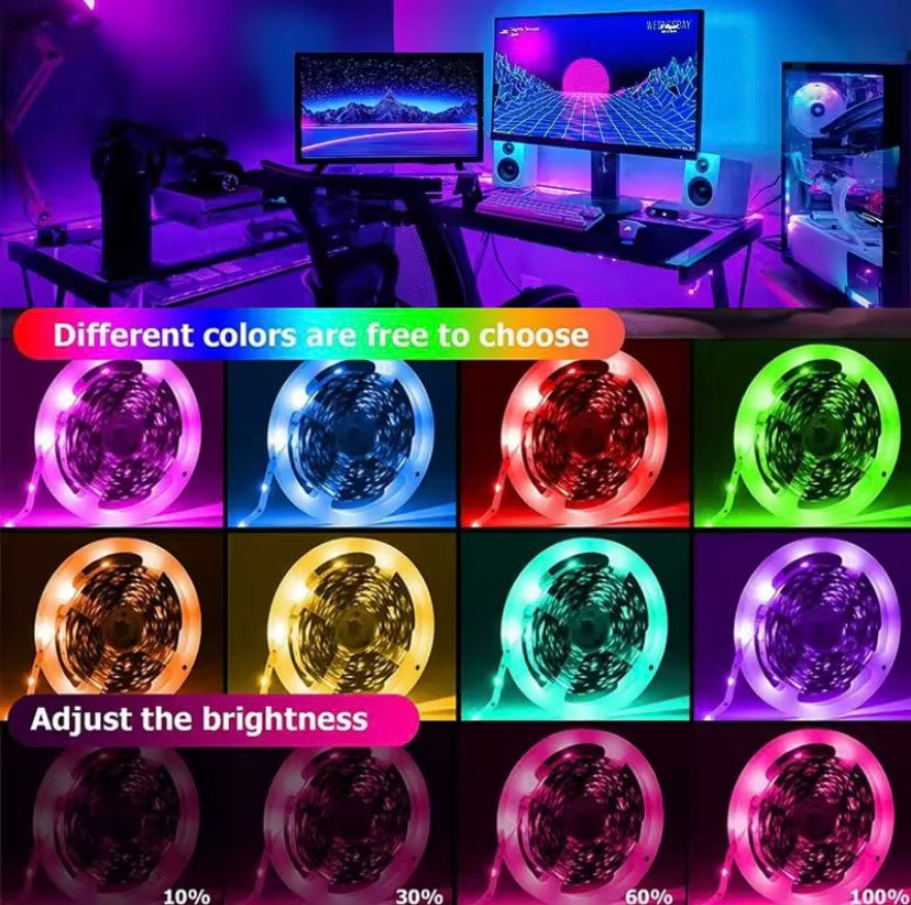 USB LED Strip Lights ,RGB Light with 24-key Remote Control,Easy To Install Lamp for gaming room.