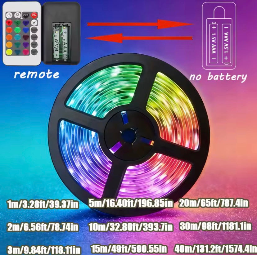 USB LED Strip Lights ,RGB Light with 24-key Remote Control,Easy To Install Lamp for gaming room.