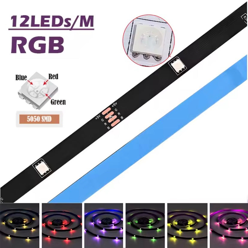 USB LED Strip Lights ,RGB Light with 24-key Remote Control,Easy To Install Lamp for gaming room.